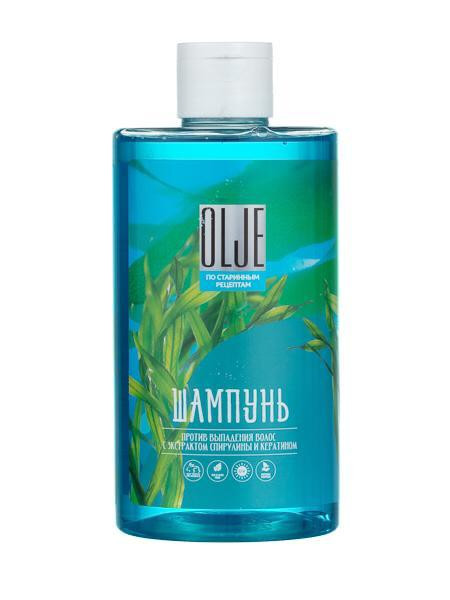 OLJE Натуральный шампунь против выпадения волос с экстрактом концентрата спирулины и кератина 450 мл в Нижнем Тагиле