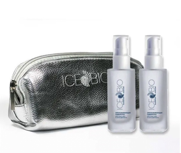 ICE BIO. Набор Сыворотка  2 шт омолаживающая для лица, шеи и зоны декольте 30мл, в косметичке в Нижнем Тагиле